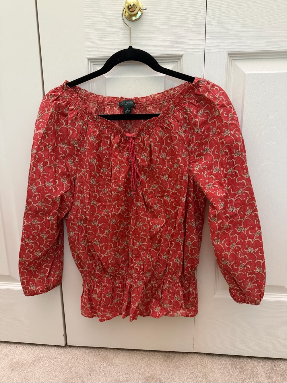 Ralph Lauren Red Floral Peasant Blouse